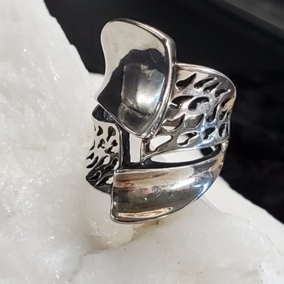 Sterling Silver 925 Ring Unique Silversmith Large Artisan Boho Jewelry - Picture 4 of 6